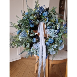 Wianek na drzwi w odcieniach niebieskiego "Mięta i Błękit" Wianek na drzwi w odcieniach niebieskiego "Mięta i Błękit"